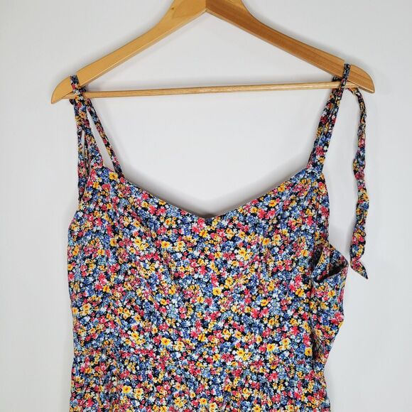 OLD NAVY Ditsy Floral Cami Mini Dress Size XXL Ruffle Smocked Pockets Tie - Picture 4 of 9